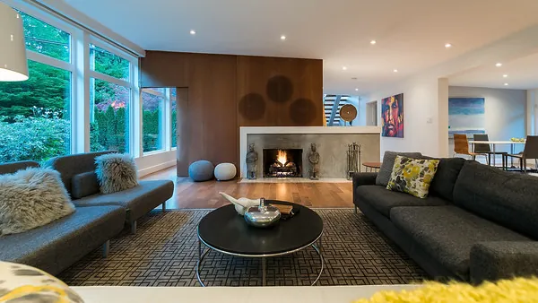 High-end living room in West Coast style home